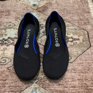 Rothy's Black Flats with Blue Trim